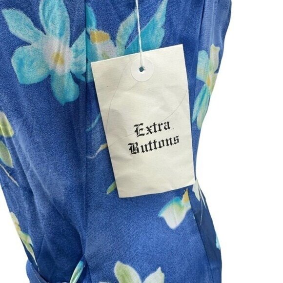 Vintage Hugo Buscati Victorias Secret 14 Wrap Sun Dress Maxi Floral Blue New - Picture 10 of 14